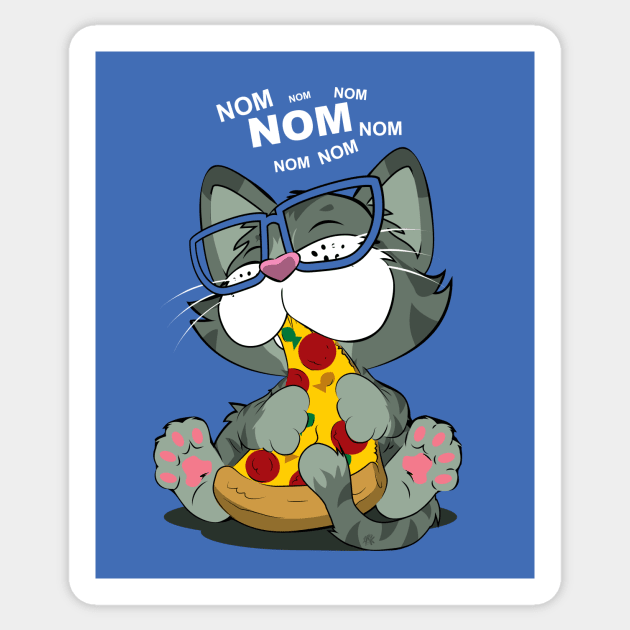 Pizza Cat! Blue Sticker by CuddleswithCatsArt